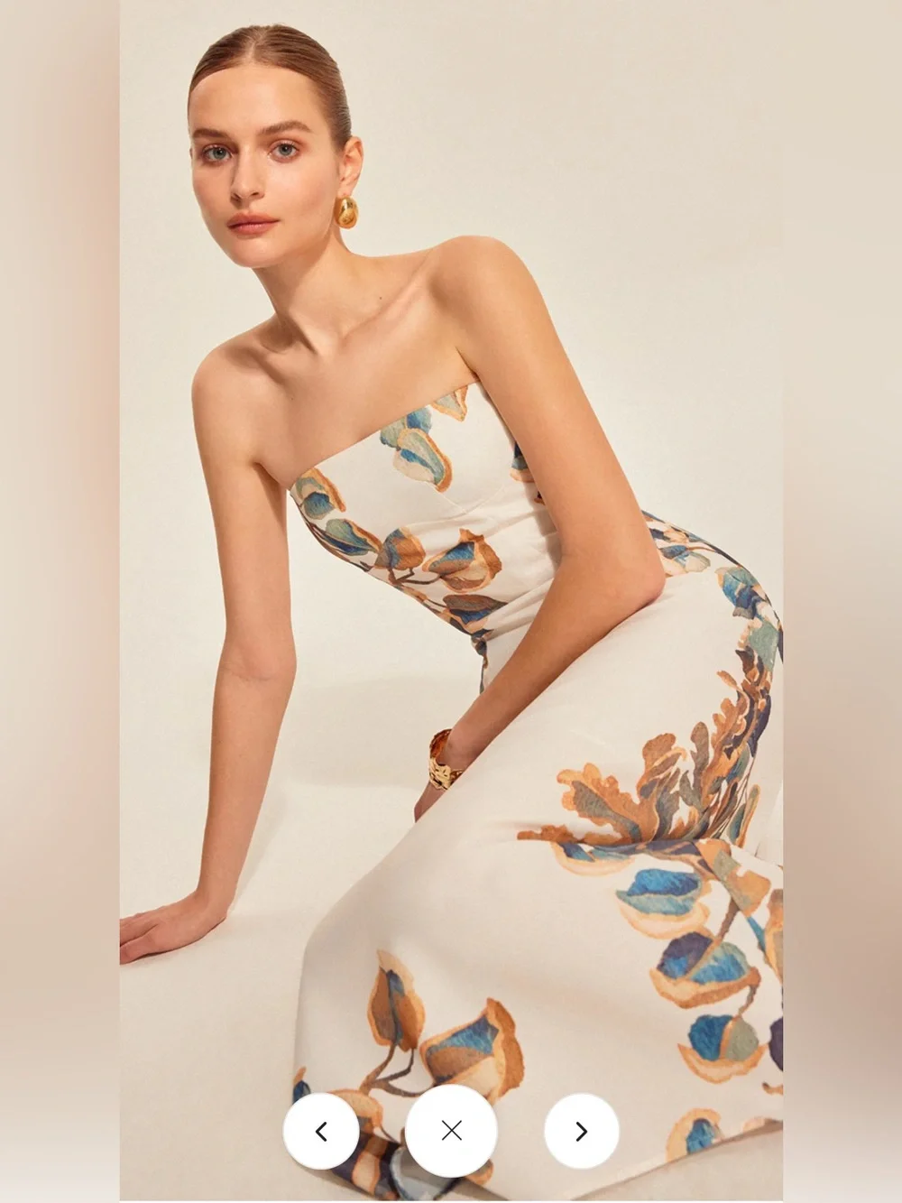 COMMENSE White Floral Print Strapless Dress Size L - Picture 2 of 13